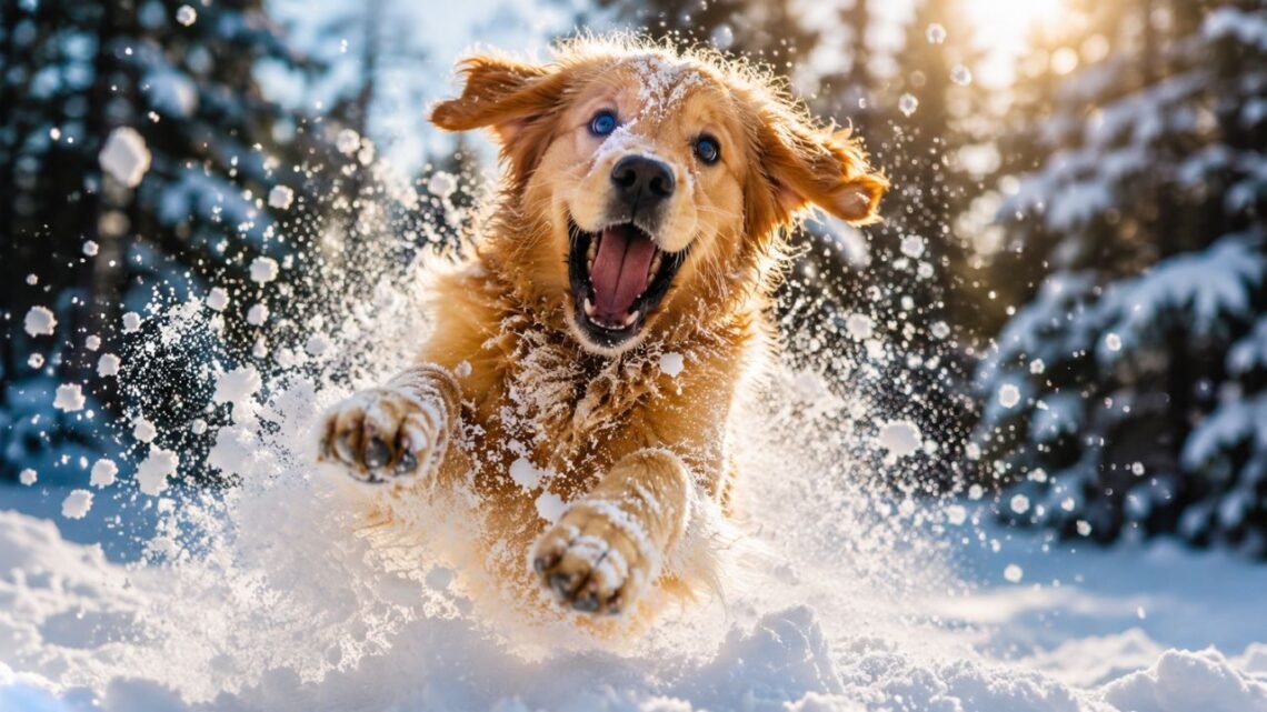 This Golden Retriever Saw Snow for the First Time… And Lost His Mind