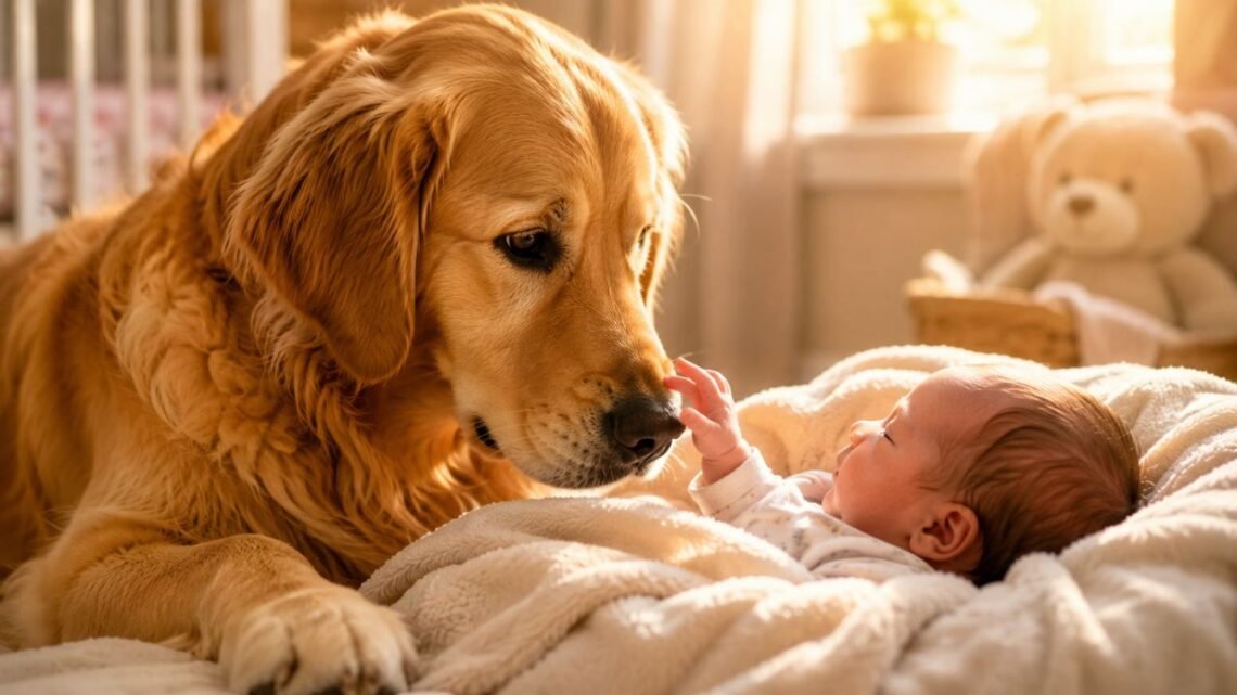 This Golden Retriever’s Reaction to a New Baby Is Too Sweet to Handle